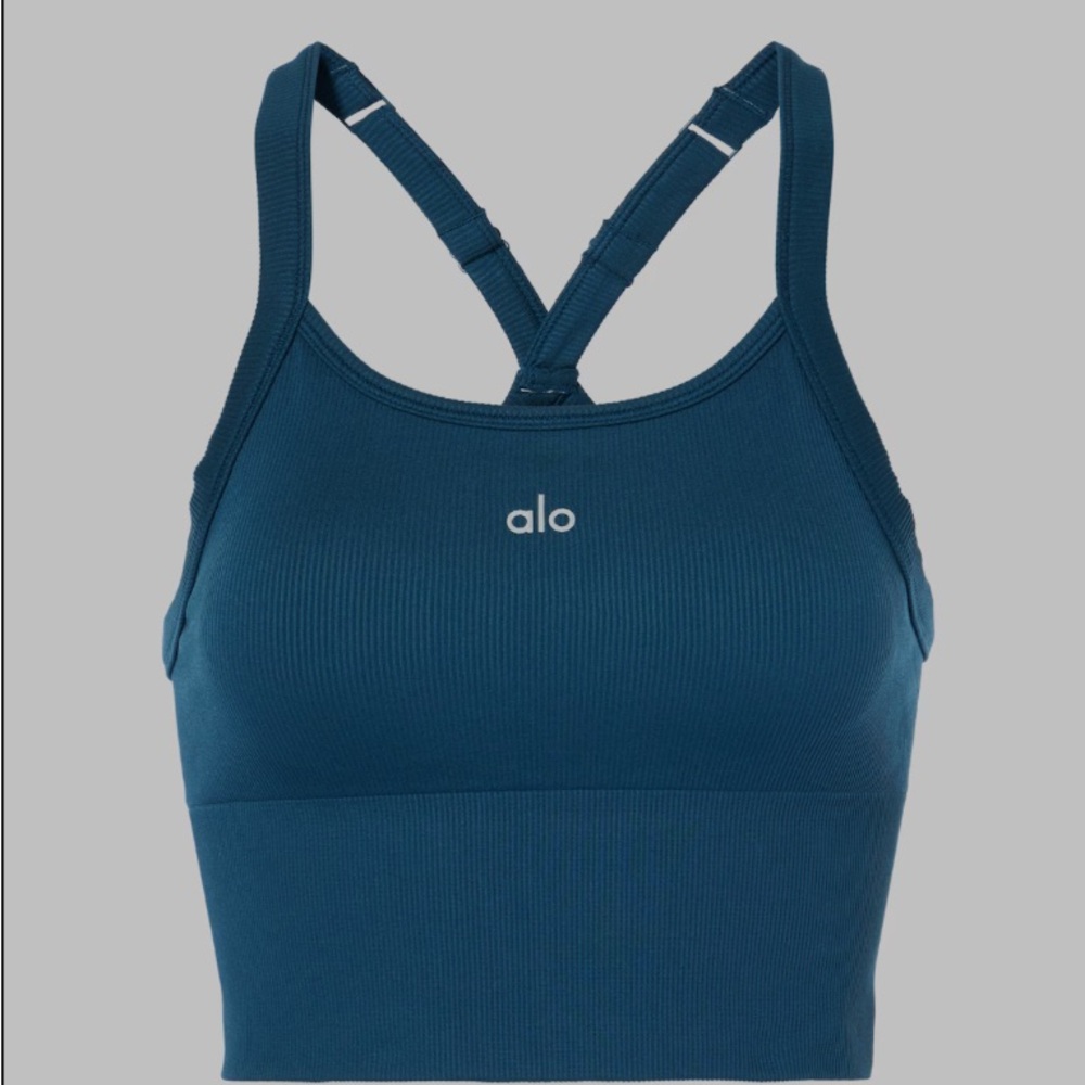 ALO Yoga Blue Racerback Sports Bra